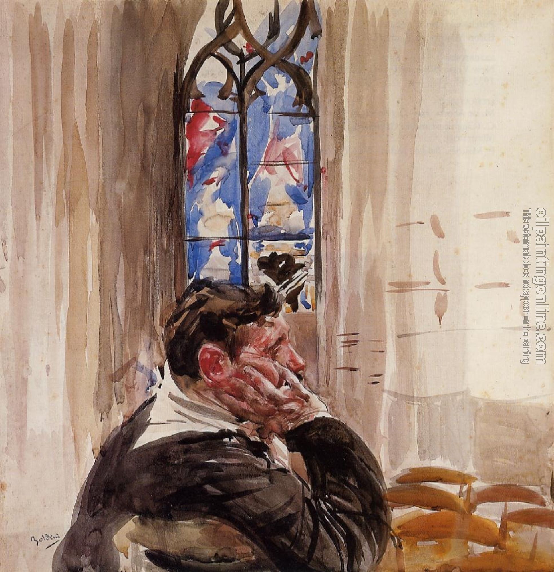 Giovanni Boldini - Portrait of a Man in Church